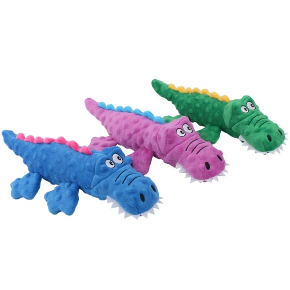 Crocodile Shape Soft Stuffed Plush Dog Chewing Toy - Picture 9 of 13